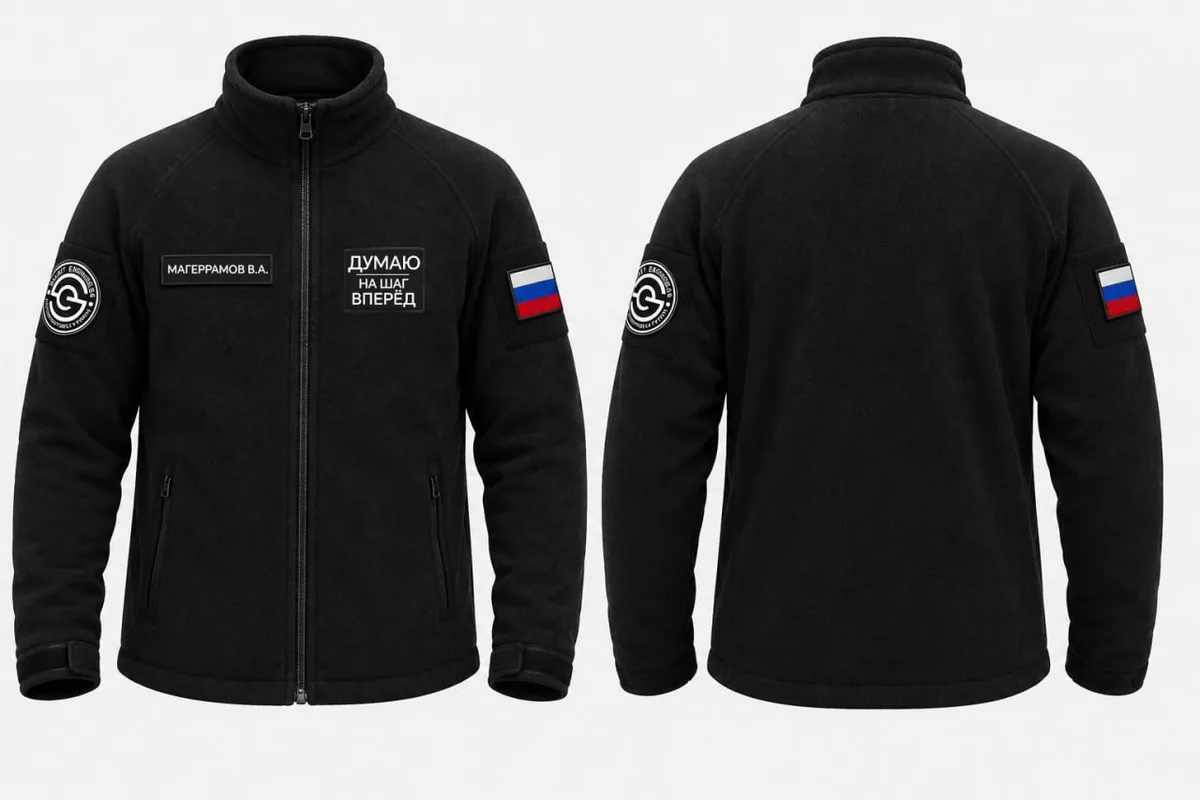 Флисовая куртка с вышитыми шевронами и флагом